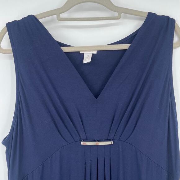 Vtg 90s Chico's Babydoll Maxi Dress Sz 16 Chicos 3 Asymmetrical Coastal Minimal - Picture 3 of 13